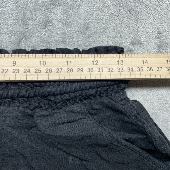 LOVE TREE Shorts Black Linen Smocked Waist Drawstring Casual Sz S - Picture 4 of 5